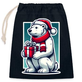 Weihnachtsbär - Verschließbarer Geschenkbeutel aus Baumwolle (25x30cm) - Navy - Vorne