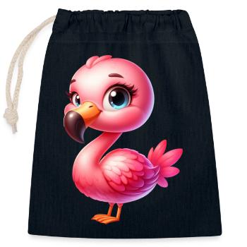 Flamingo - Verschließbarer Geschenkbeutel aus Baumwolle (25x30cm) - Navy - Vorne