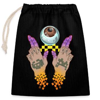 empreintes oculaires des mains - Sac cadeau en coton avec cordon (25 x 30 cm) - noir - Devant