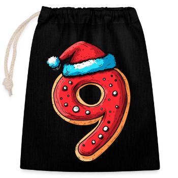 9 Number Christmas Cookie - Closable cotton gift bag (25x30cm) - black - Front