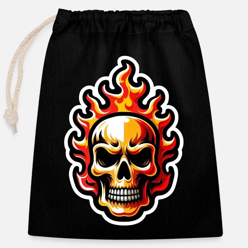 Flamenschädel - Verschließbarer Geschenkbeutel aus Baumwolle (25x30cm) - Schwarz