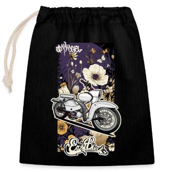 Star (white) // Illustration - Closable cotton gift bag (25x30cm) - black - Front