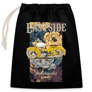 Sparrow (yellow) // Illustration - Closable cotton gift bag (25x30cm) - black - Front