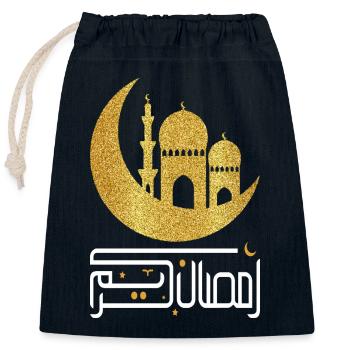 Ramadan Mubarak - Closable cotton gift bag (25x30cm) - navy - Front