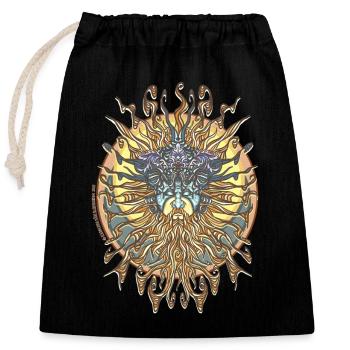 La Lune et le soleil Astrologie auto-dessinée - Sac cadeau en coton avec cordon (25 x 30 cm) - noir - Devant