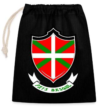 Pays basque - Sac cadeau en coton avec cordon (25 x 30 cm) - noir - Devant