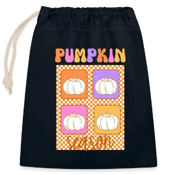 🎃 Pumpkin Season – Retro Style 🍂 - Verschließbarer Geschenkbeutel aus Baumwolle (25x30cm) - Navy - Vorne