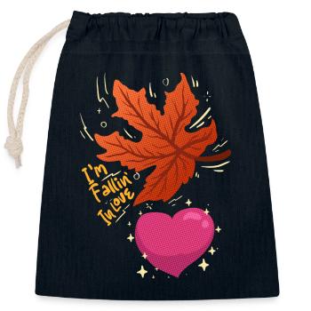 I’m Falling in Love - maple leaf falling in love - Closable cotton gift bag (25x30cm) - navy - Front