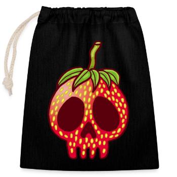 Crâne de fraise - Sac cadeau en coton avec cordon (25 x 30 cm) - noir - Devant