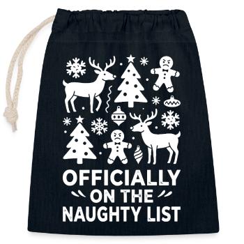 Naughty List Christmas Reindeer Pattern - Closable cotton gift bag (25x30cm) - navy - Front
