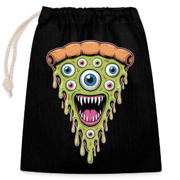 Drippy Eye Pizza Monster - Closable cotton gift bag (25x30cm) - black - Front