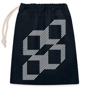 Geometric Stripe Squares Grid - Closable cotton gift bag (25x30cm) - navy - Front