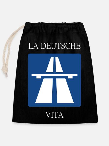 La deutsche Vita - Verschließbarer Geschenkbeutel aus Baumwolle (25x30cm) - Schwarz