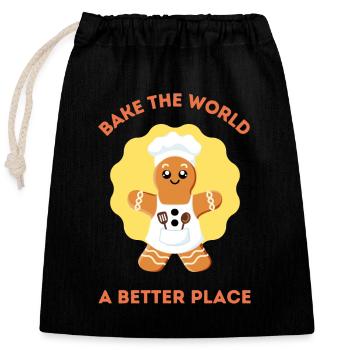 Rendre le monde meilleur - Sac cadeau en coton avec cordon (25 x 30 cm) - noir - Devant