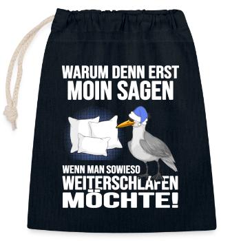 Küstenkind Moin moin Langschläfer Morgenmuffel - Verschließbarer Geschenkbeutel aus Baumwolle (25x30cm) - Navy - Vorne