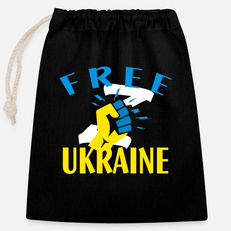 Libérez l’Ukraine - Sac cadeau en coton avec cordon (25 x 30 cm) - noir