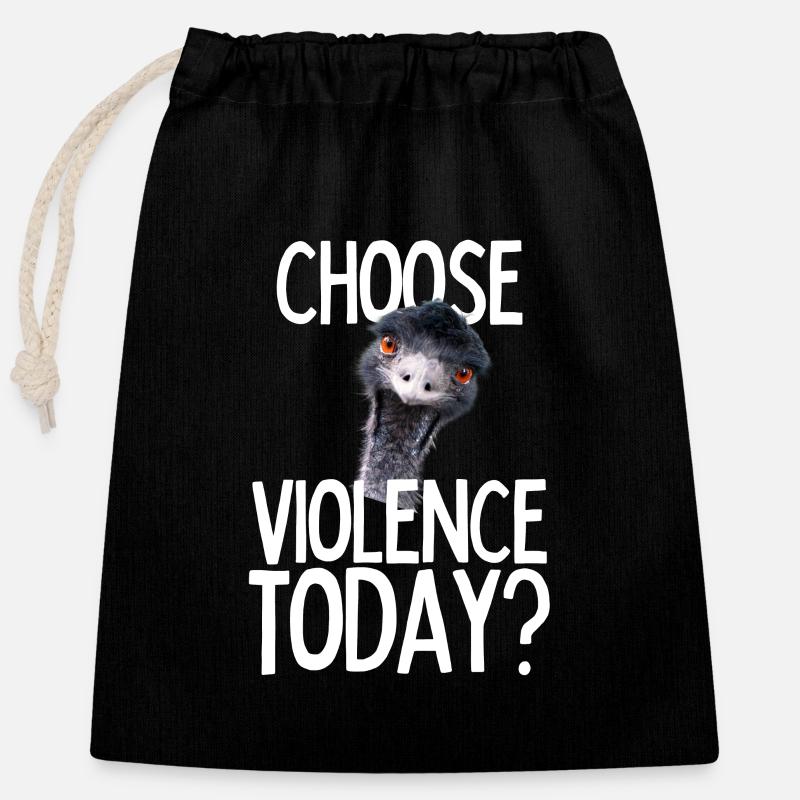 Emmanuel don't do it! Emu Funny Viral Hit - Closable cotton gift bag (25x30cm) - black