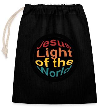 Jesus, Light of the world. - Closable cotton gift bag (25x30cm) - black - Front