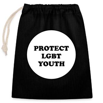 Protect LGBT Youth - Closable cotton gift bag (25x30cm) - black - Front
