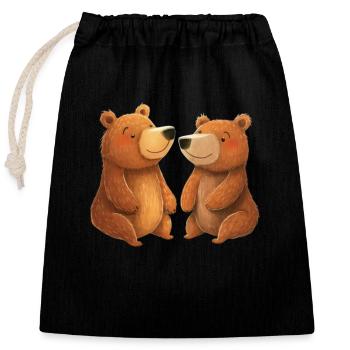 Bears - Closable cotton gift bag (25x30cm) - black - Front