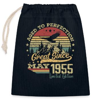 69 years old Aged to Perfection born in May 1955 - Closable cotton gift bag (25x30cm) - navy - Front
