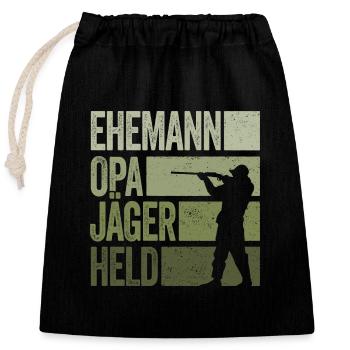 Ehemann Opa Jäger Held Rotwild Jagd Jagen Lustig - Verschließbarer Geschenkbeutel aus Baumwolle (25x30cm) - Schwarz - Vorne