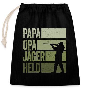 Papa Opa Jäger Held Rotwild Jagd Jagen Lustig - Verschließbarer Geschenkbeutel aus Baumwolle (25x30cm) - Schwarz - Vorne