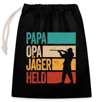 Papa Opa Jäger Held Rotwild Jagd Jagen Lustig - Verschließbarer Geschenkbeutel aus Baumwolle (25x30cm) - Schwarz - Vorne