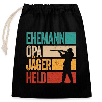 Ehemann Opa Jäger Held Rotwild Jagd Jagen Lustig - Verschließbarer Geschenkbeutel aus Baumwolle (25x30cm) - Schwarz - Vorne