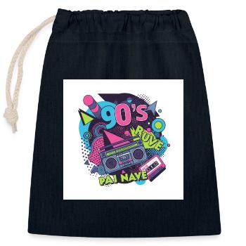 90er-Jahre-Vibes: Walkman, Kasette und Co. - Verschließbarer Geschenkbeutel aus Baumwolle (25x30cm) - Navy - Vorne