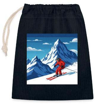 Pistenspaß: Skifahren in den schönsten Bergen - Verschließbarer Geschenkbeutel aus Baumwolle (25x30cm) - Navy - Vorne