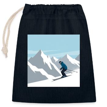 Die Faszination des Skifahrens in den Alpen - Verschließbarer Geschenkbeutel aus Baumwolle (25x30cm) - Navy - Vorne