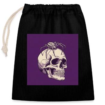 Skull and Spider – Dark Elegance of Death - Closable cotton gift bag (25x30cm) - black - Front