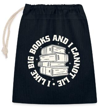 I Like Big Books - Closable cotton gift bag (25x30cm) - navy - Front