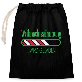 Weihnachtsstimmung wird geladen - Verschließbarer Geschenkbeutel aus Baumwolle (25x30cm) - Schwarz - Vorne