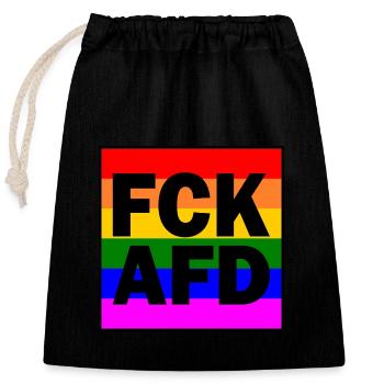 Fck afd - Verschließbarer Geschenkbeutel aus Baumwolle (25x30cm) - Schwarz - Vorne