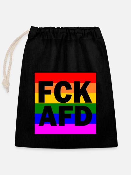 Fck afd - Verschließbarer Geschenkbeutel aus Baumwolle (25x30cm) - Schwarz