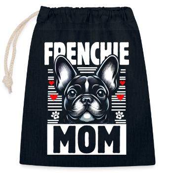 Frenchie Mom - Verschließbarer Geschenkbeutel aus Baumwolle (25x30cm) - Navy - Vorne