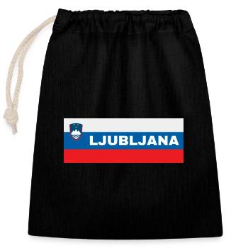 Ljubljana Stadt in slowenischer Flagge - Verschließbarer Geschenkbeutel aus Baumwolle (25x30cm) - Schwarz - Vorne