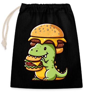 Bizarre Dino T-Rex Hamburger Fast Food - Closable cotton gift bag (25x30cm) - black - Front