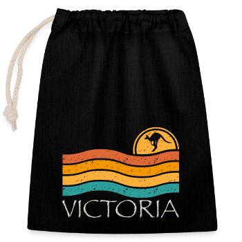 VICTORIA - Closable cotton gift bag (25x30cm) - black - Front