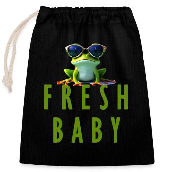 Fresh Baby Frog - Closable cotton gift bag (25x30cm) - black - Front