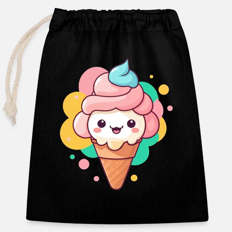 Summertime Ice Age - Closable cotton gift bag (25x30cm) - black