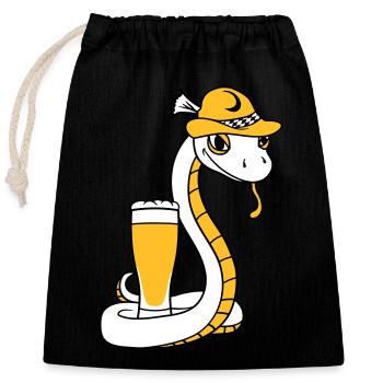 beer bavaria alcohol drinking party celebration - Closable cotton gift bag (25x30cm) - black - Front