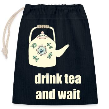 drink tea teapot - Closable cotton gift bag (25x30cm) - navy - Front