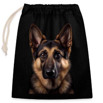 Cute Shepherd - Look into my eyes - Closable cotton gift bag (25x30cm) - black - Front