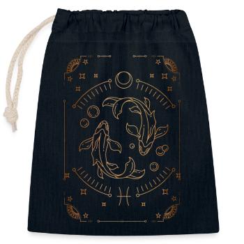 Signe des Poissons : Constellation du zodiaque - Sac cadeau en coton avec cordon (25 x 30 cm) - bleu marine - Devant