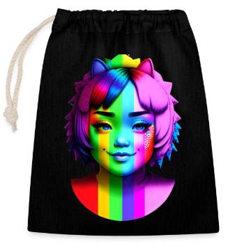 Pride lesbian - Closable cotton gift bag (25x30cm) - black - Front