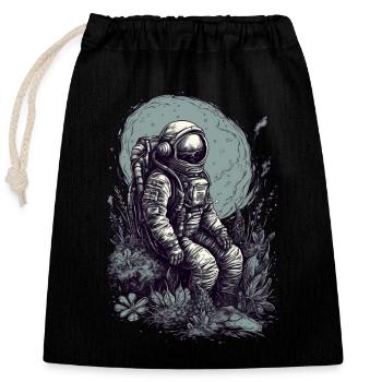Astronaute avec des plantes sur des mondes extraterrestres - Sac cadeau en coton avec cordon (25 x 30 cm) - noir - Devant