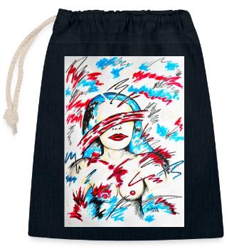 Blinded Girl - Closable cotton gift bag (25x30cm) - navy - Front